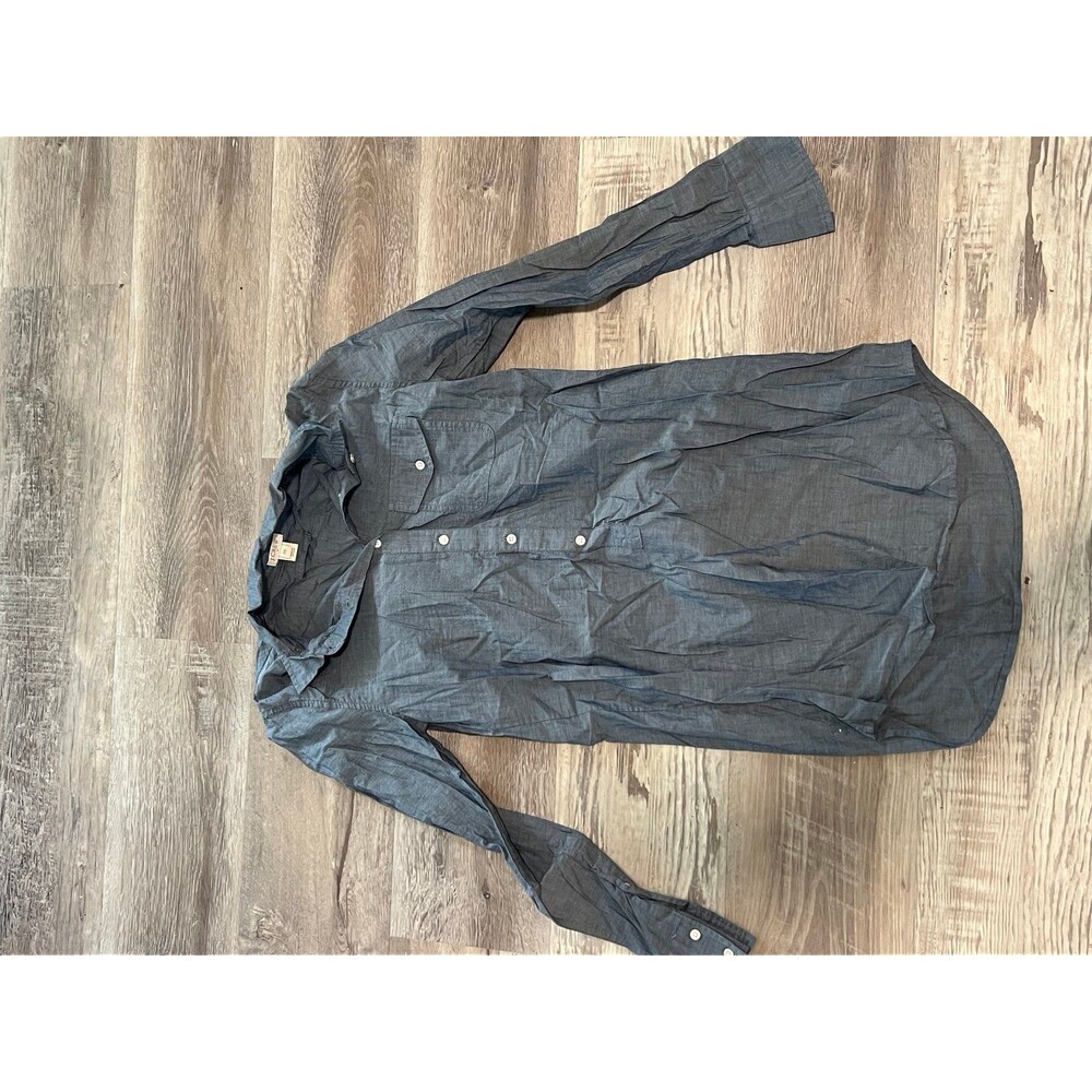J crew Chambray Blue Top size xxs pocket half button up blouse new